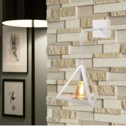 APPLIQUE PARETE PENDENTE FORMA TRIANGOLARE 3D STILE MINIMAL PORTALAMPADA ATTACCO E27 AQ54