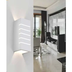 APPLIQUE PARETE UP E DOWN IN GESSO VERNICIABILE RETTANGOLO INTAGLIATO G9 GS-E52