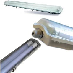 APPLIQUE PLAFONIERA COMPLETA NEON DOPPIO TUBO NEON T8 120/150CM ESTERNO IP65