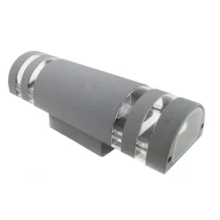 APPLIQUE PLAFONIERA DOPPIO FARETTO FASCIO DW GRIGIO TONDO 9,5X31CM LUCE A PARETE