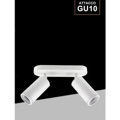 APPLIQUE PLAFONIERA ORIENTABILE DA SOFFITTO PARETE 2 DIFFUSORI LAMPADA GU10 TS-2