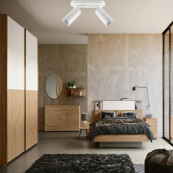 APPLIQUE PLAFONIERA ORIENTABILE DA SOFFITTO PARETE 2 DIFFUSORI LAMPADA GU10 TS-2