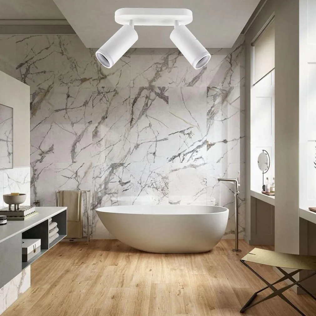 APPLIQUE PLAFONIERA ORIENTABILE DA SOFFITTO PARETE 2 DIFFUSORI LAMPADA GU10 TS-2