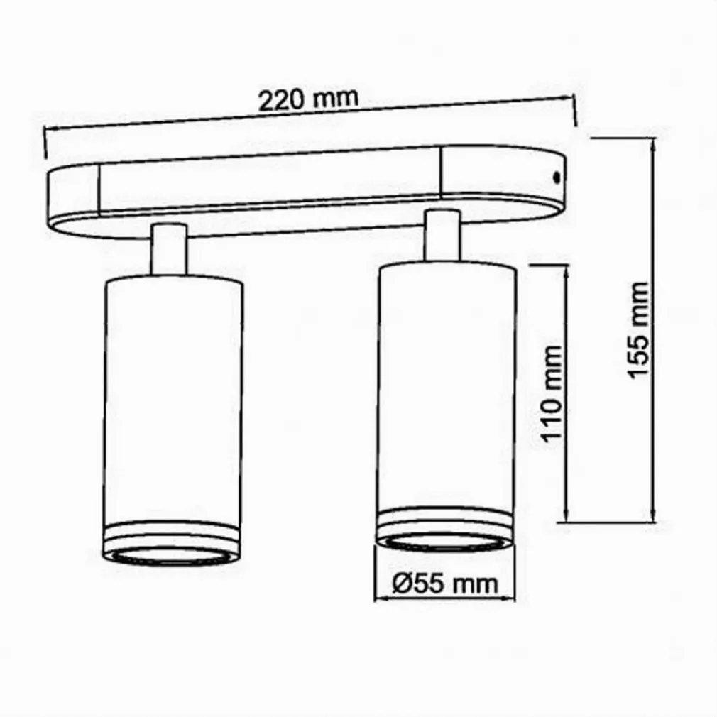 APPLIQUE PLAFONIERA ORIENTABILE DA SOFFITTO PARETE 2 DIFFUSORI LAMPADA GU10 TS-2