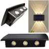 APPLIQUE SEGNAPASSO DA ESTERNO A PARETE ENERGIA SOLARE PANNELLO UP AND DOWN 6LED