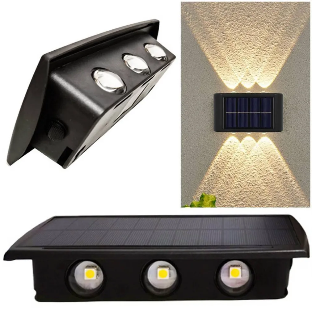 APPLIQUE SEGNAPASSO DA ESTERNO A PARETE ENERGIA SOLARE PANNELLO UP AND DOWN 6LED