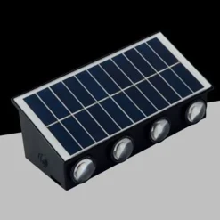 APPLIQUE SOLARE LED ESTERNO GIARDINO A PARETE CON SENSORE LUCE CALDA 3000K IP65 EWG-08T-C