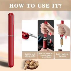 APRIBOTTIGLIE A PRESSIONE ARIA CON TAGLIACAPSULE CAVATAPPI A POMPA REGALO AMANTI VINO CASA