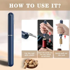 APRIBOTTIGLIE A PRESSIONE ARIA CON TAGLIACAPSULE CAVATAPPI A POMPA REGALO AMANTI VINO CASA