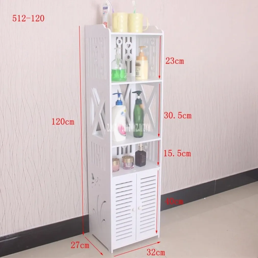 ARMADIETTO IN LEGNO BIANCO LUCIDO MDF CON DUE ANTE 3 MENSOLE RIPINI 120X32X27CM