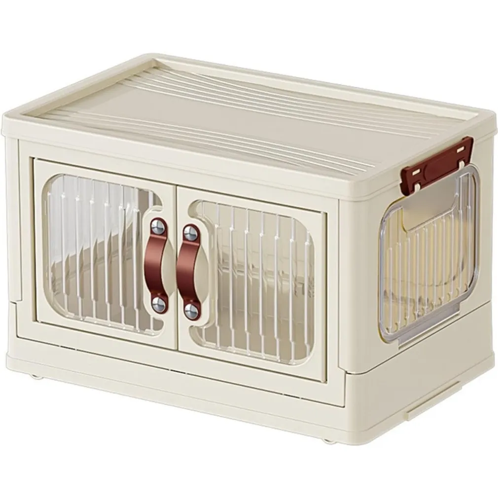 ARMADIETTO IN PLASTICA PIEGHEVOLE CON ANTE CONTENITORI TRASPARENTI CON RUOTE ARMADIO