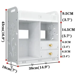 ARMADIETTO MOBILE DA PARETE BIANCO PER COSMETICI MEDICINALI ORGANIZER BAGNO CON CASSETTI