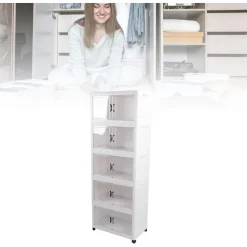 ARMADIETTO PIEGHEVOLE IN PLASTICA CON 4 RUOTE MOBILI CONTENITORI ORGANIZZAZIONE CASA UFFICIO