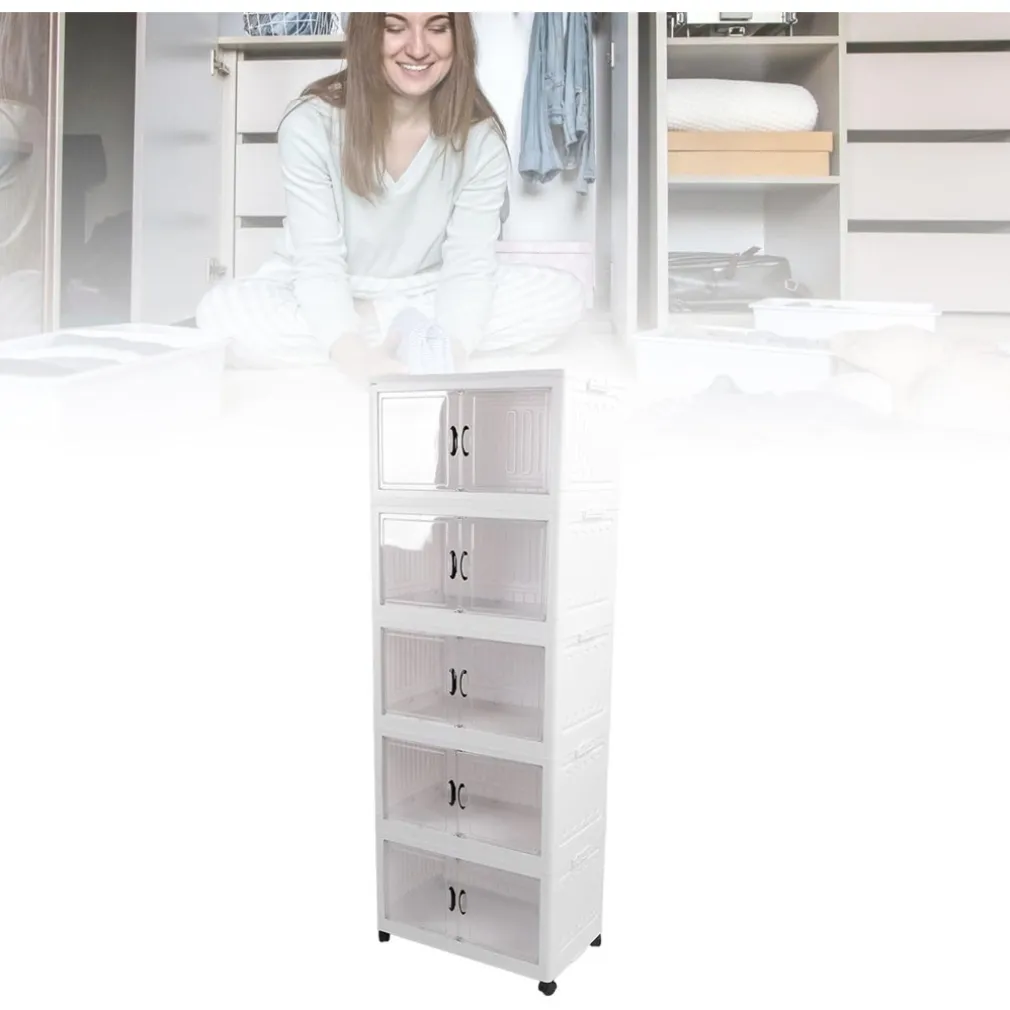 ARMADIETTO PIEGHEVOLE IN PLASTICA CON 4 RUOTE MOBILI CONTENITORI ORGANIZZAZIONE CASA UFFICIO