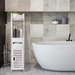 ARMADIETTO PORTAOGGETTI RIPIANI PORTA CARTA IGIENICA ORGANIZER DA BAGNO PER PICCOLI SPAZI