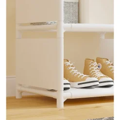 ARMADIO CON RIPIANI BARRA APPENDIABITI IN METALLO MULTIFUNZIONALE PER CAMERA INGRESSO CASA