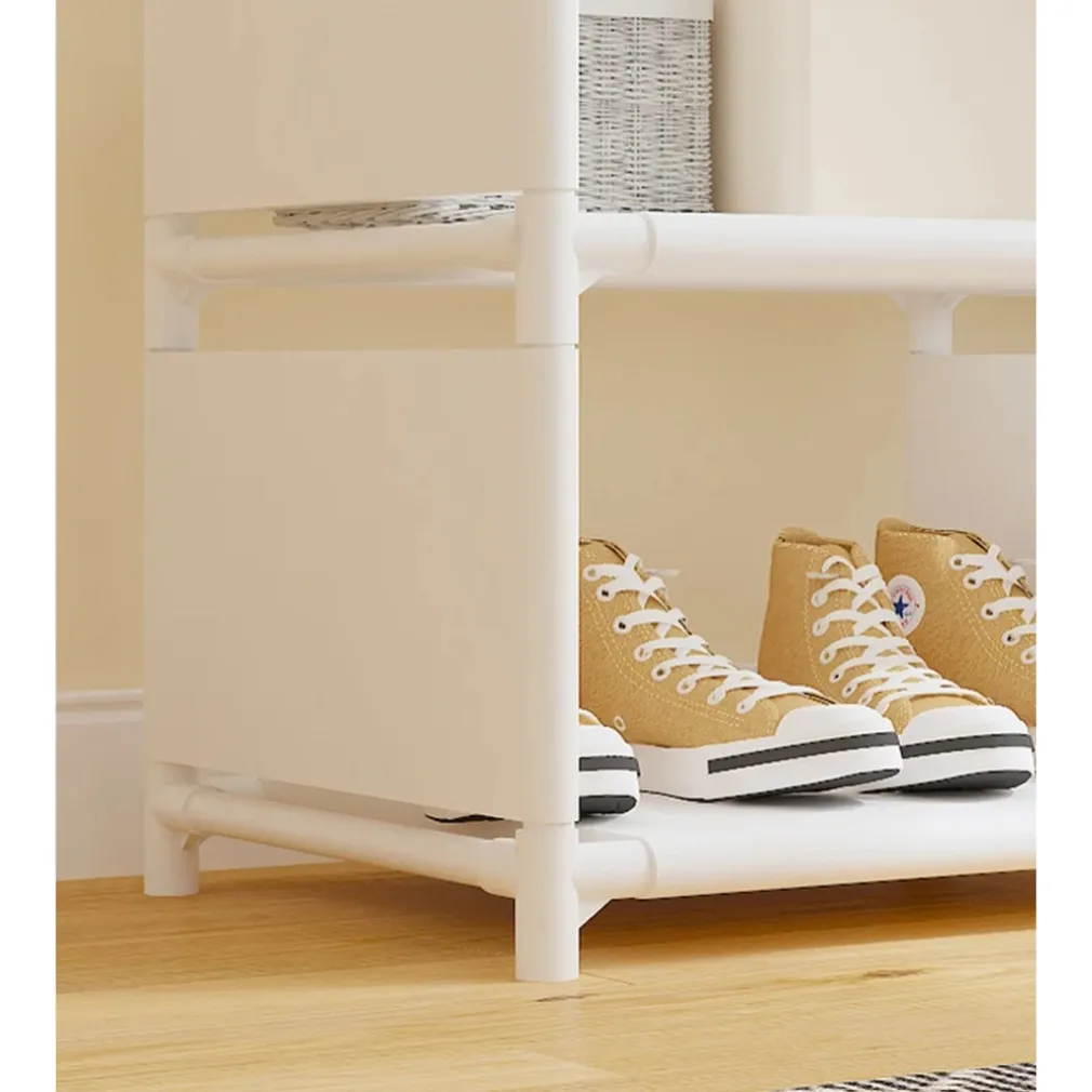 ARMADIO CON RIPIANI BARRA APPENDIABITI IN METALLO MULTIFUNZIONALE PER CAMERA INGRESSO CASA