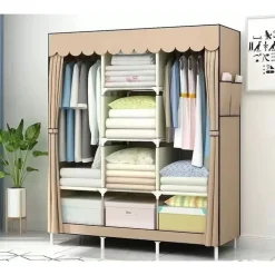 ARMADIO GUARDAROBA APPENDIABITI IN TESSUTO ACCIAIO SMONTABILE ABITI 3 ANTE PER CAMERA