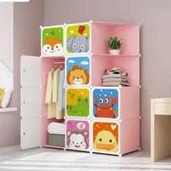 ARMADIO GUARDAROBA MODULARE A 10 CUBI CON ANTE DECORATE APPENDIABITI PERSONALIZZABILE