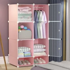 ARMADIO MODULARE MOBILETTO APPENDIABITI PORTAOGGETTI A SCOMPARTI PORTATILE CON SCARPIERA