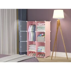 ARMADIO MODULARE MOBILETTO APPENDIABITI PORTAOGGETTI A SCOMPARTI PORTATILE CON SCARPIERA