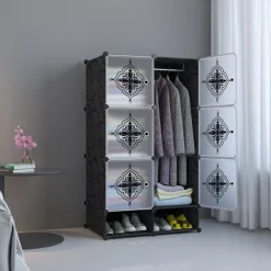 ARMADIO MODULARE MOBILETTO APPENDIABITI PORTAOGGETTI A SCOMPARTI PORTATILE CON SCARPIERA