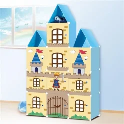 ARMADIO MODULARE PER BAMBINI MOBILE PORTAOGGETTI GIOCHI ORGANIZER A CASTELLO CON 10 CUBI