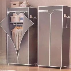 ARMADIO MULTIFUNZIONALE IN TESSUTO STRUTTURA IN ACCIAIO RIVESTIMENTO IN TESSUTO 57x44x146CM