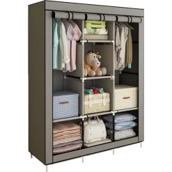 ARMADIO ORGANIZZATORE ABBIGLIAMENTO IN TELA CON 2 BINARI SOSPESI ASTA 6 RIPIANI