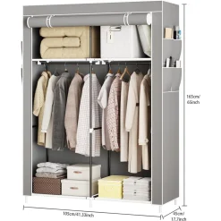 ARMADIO PORTATILE IN TELA ORGANIZER PIEGHEVOLE CON MENSOLE 2 BINARI PER APPENDERE VESTITI