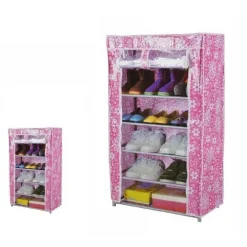 ARMADIO SCARPIERA TESSUTO PORTASCARPE STIVALI ACCIAIO SMONTABILE 6 RIPIANI 69074