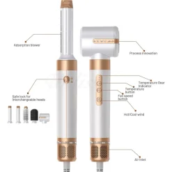 ASCIUGACAPELLI 7 IN 1 PROFESSIONALE SPAZZOLA AD ARIA CALDA ARRICCIACAPELLI VIAGGIO