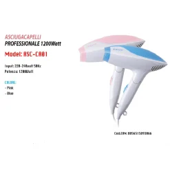 ASCIUGACAPELLI PROFESSIONALE MAXTECH DA VIAGGIO PIEGHEVOLE 1200W CAPELLI ASC-CA01
