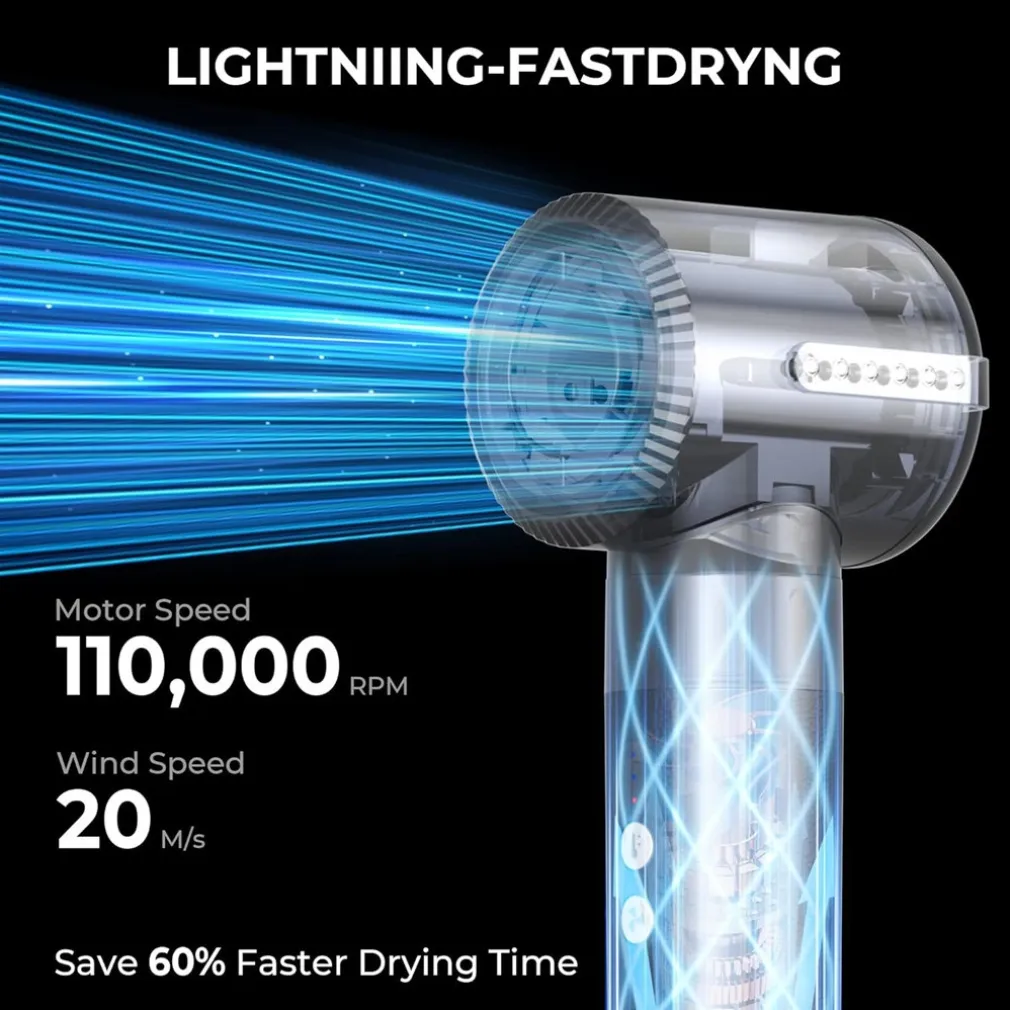 ASCIUGACAPELLI SPAZZOLA PHON PROFESSIONALE CON DIFFUSORE 7 IN 1 CAPELLI RICCI LISCI