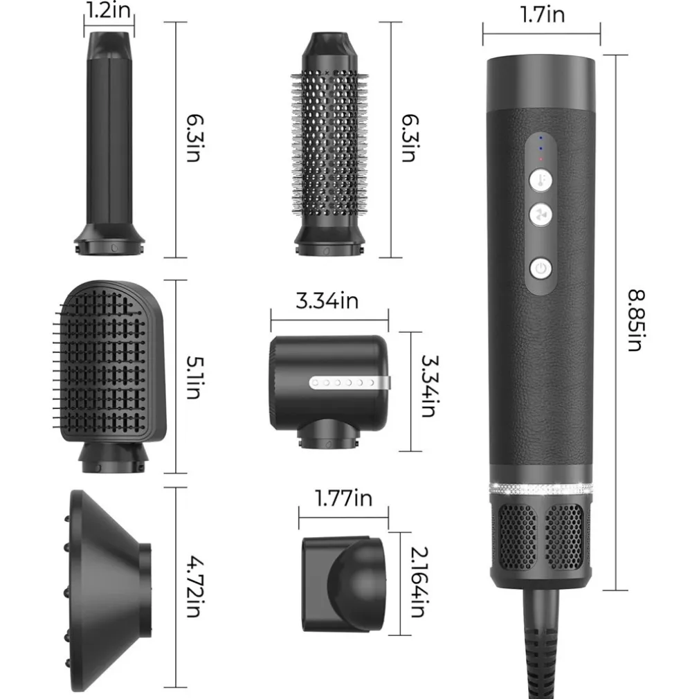 ASCIUGACAPELLI SPAZZOLA PHON PROFESSIONALE CON DIFFUSORE 7 IN 1 CAPELLI RICCI LISCI