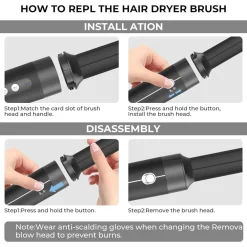 ASCIUGACAPELLI SPAZZOLA PHON PROFESSIONALE CON DIFFUSORE 7 IN 1 CAPELLI RICCI LISCI