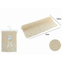 ASCIUGAMANO BAGNO TELO COTONE MORBIDO DECORATO 70X140 CM 380GR BEIGE SCURO 79510