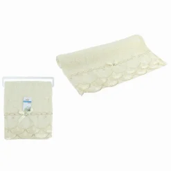 ASCIUGAMANO BAGNO VISO COTONE MORBIDO DECORATO 48X93 CM 180GR BEIGE CHIARO 79503