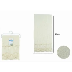 ASCIUGAMANO BAGNO VISO PICCOLO COTONE MORBIDO DECORATO 35X75CM BEIGE CHIARO 79502