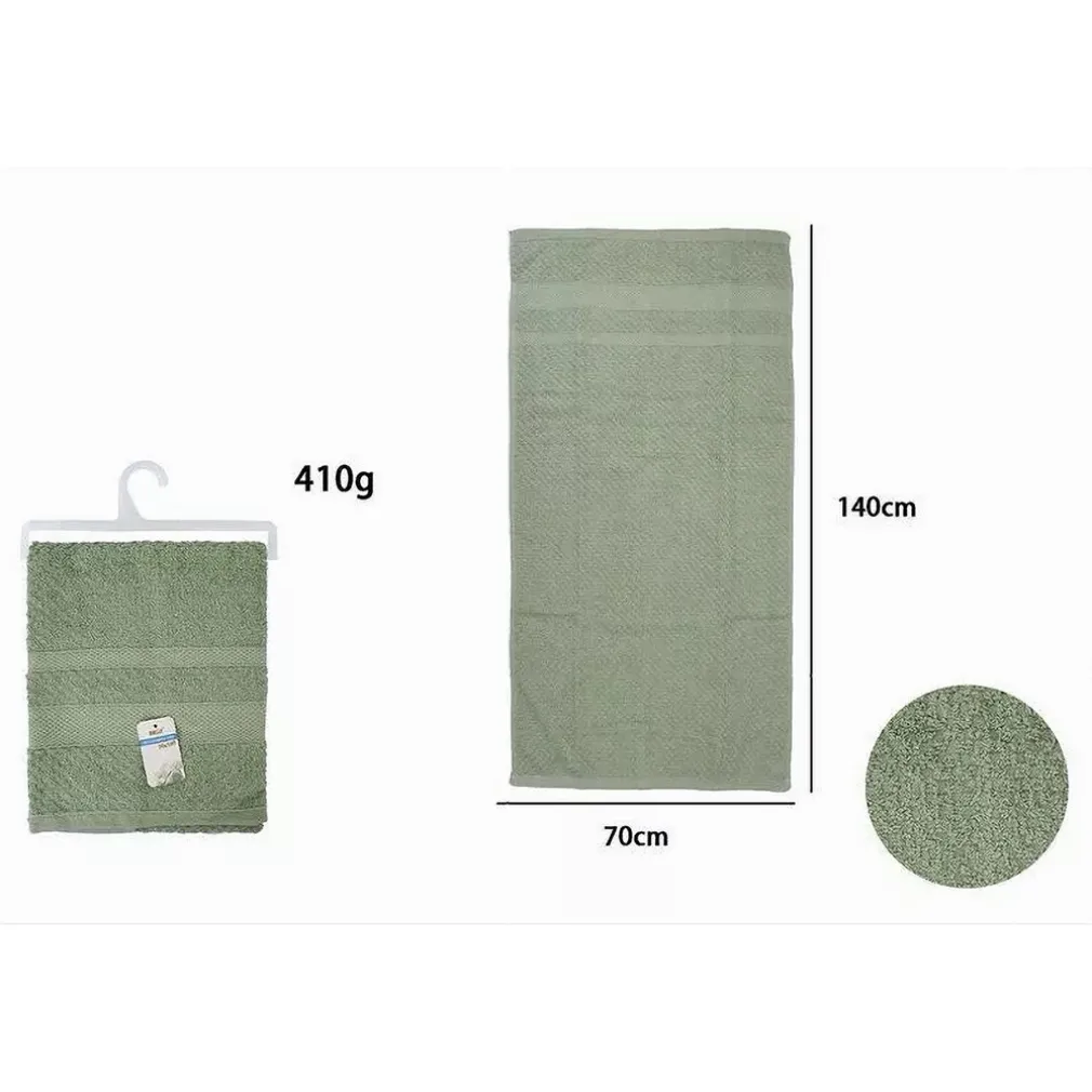 ASCIUGAMANO DA BAGNO TELO IN COTONE MORBIDA 70 X 140 CM 410GR COLORE VERDE 79492