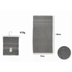 ASCIUGAMANO DA BAGNO TELO IN COTONE MORBIDA 70 X 140CM 410GR COLORE GRIGIO 79501