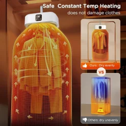 ASCIUGATRICE PORTATILE ELETTRICA CON TIMER SPEGNIMENTO AUTOMATICO 1200W ARIA CALDA