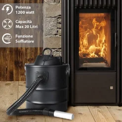 ASPIRACENERE ELETTRICO 1200W SERBATOIO CAPACITÀ 20LT ASPIRAPOLVERE CENERE 4900