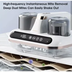 ASPIRAPOLVERE ASPIRA ACARI SENZA FILI RICARICABILE UV INFRAROSSI SCHERMO DIGITALE