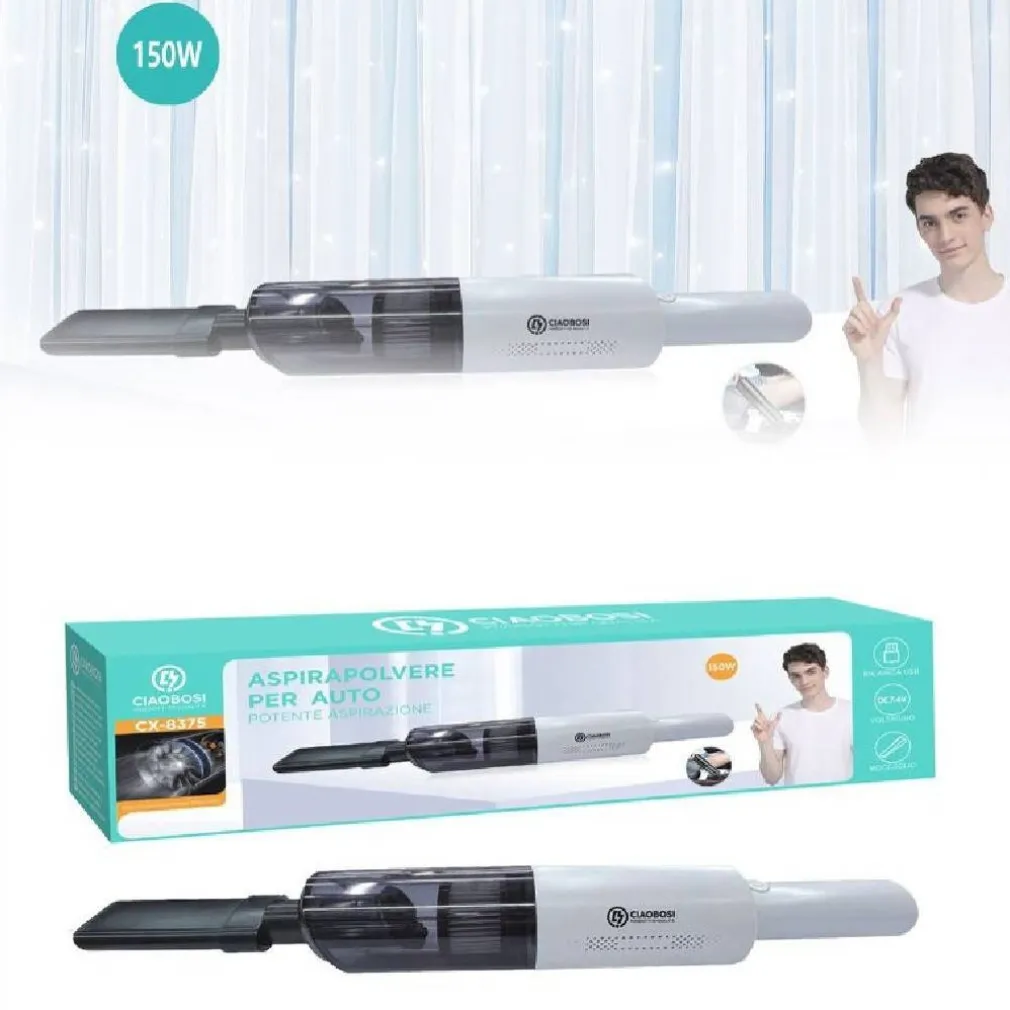 ASPIRAPOLVERE SENZA FILI CASA AUTO RICARICABILE USB 150W DC7.4V PULIZIA CX-8375