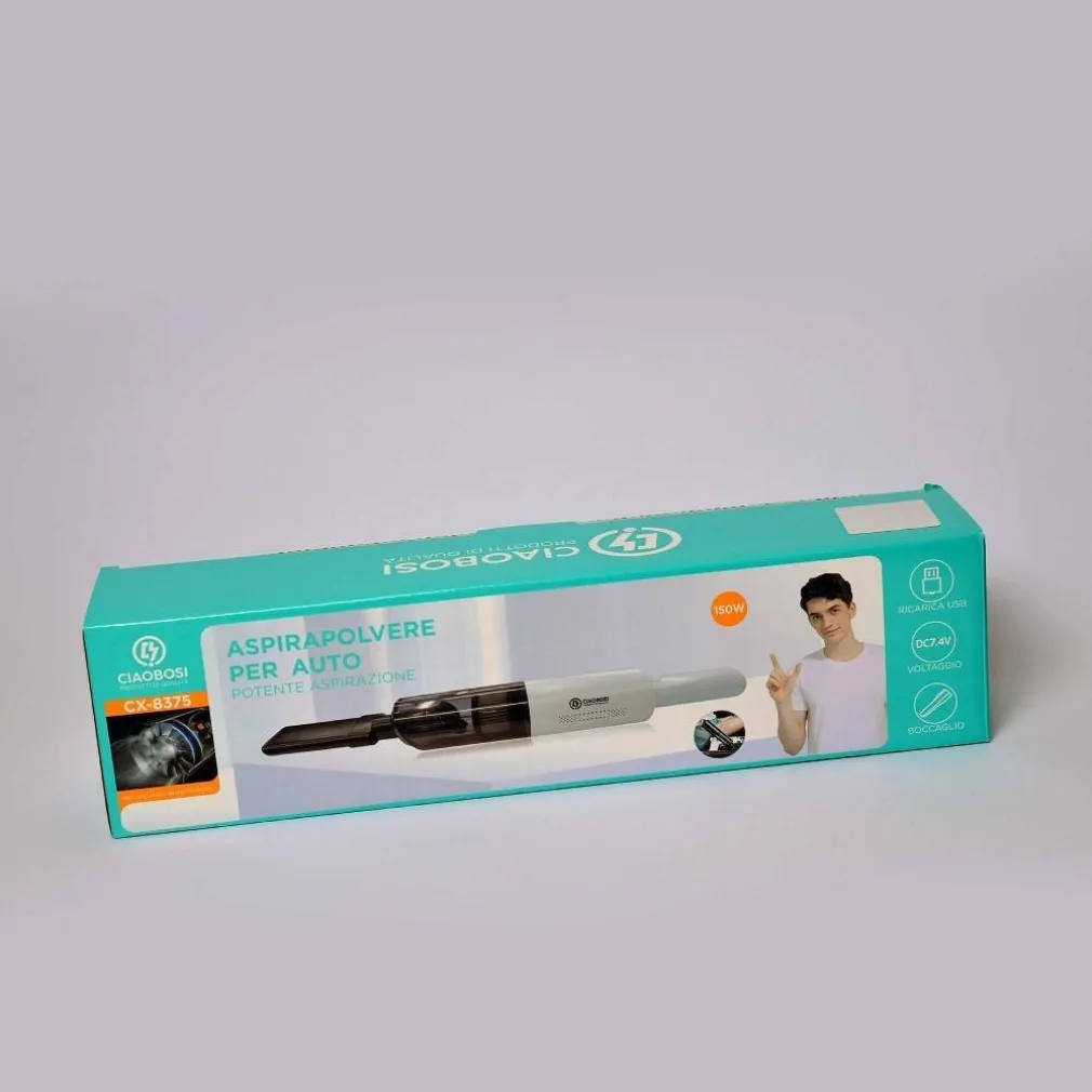 ASPIRAPOLVERE SENZA FILI CASA AUTO RICARICABILE USB 150W DC7.4V PULIZIA CX-8375
