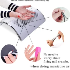 ASPIRATORE 3 VENTOLE CROMO POLVERE POLVERI RICOSTRUZIONE UNGHIE NAIL ART CUSCINO