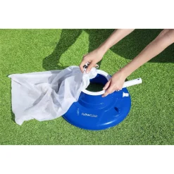ASPIRATORE FOGLIE DETRITI PULIZIA PER PISCINA AQUASUCTION CON RUOTE SPAZZOLE 8 GETTI 58657