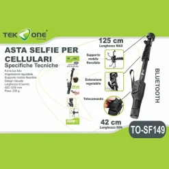 ASTA PER SELFIE BASTONE REGOLABILE TELESCOPICO ESTENSIBILE BLUETOOTH SMARTPHONE