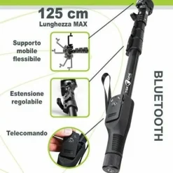 ASTA PER SELFIE BASTONE REGOLABILE TELESCOPICO ESTENSIBILE BLUETOOTH SMARTPHONE